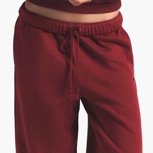 SKIMS Merlot Burgundy Straight Leg Pants - Cotton Fleece Blend